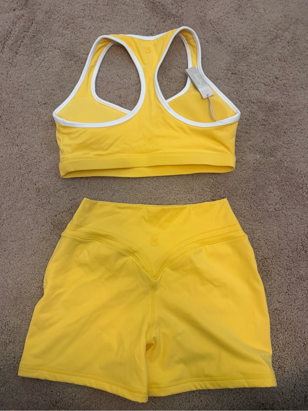 Buffbunny Yellow Women’s Active Shorts & Sports Bra Set - Picture 2 of 4
